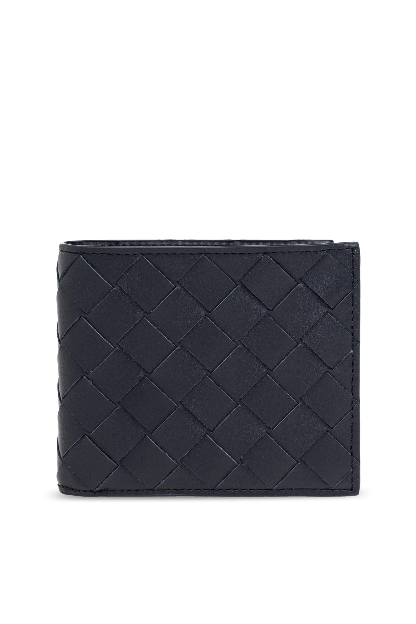 折りたたみ財布 BOTTEGA VENETA NAVY BLUE LEATHER INTRECCIATO WALLET Bottega Veneta: Navy Intrecciato Small Bi-Fold Wallet